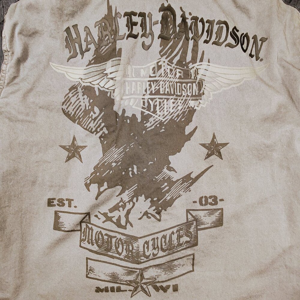 Harley-Davidson Men's Button-Down Short Sleeve Shadow Eagle Shirt - Picture 3 of 10